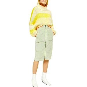 NWT Free People Want It All Corduroy Zipper Front Skirt Moss Size 25